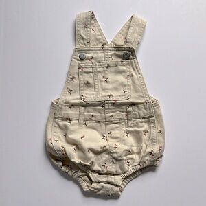 Old Navy Cream Pink Floral Pattern Spring Overalls Onesie Girls Size 6-12M